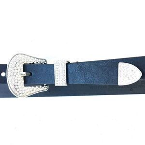 Women’s Black Crystal Embellished Dress Belt S